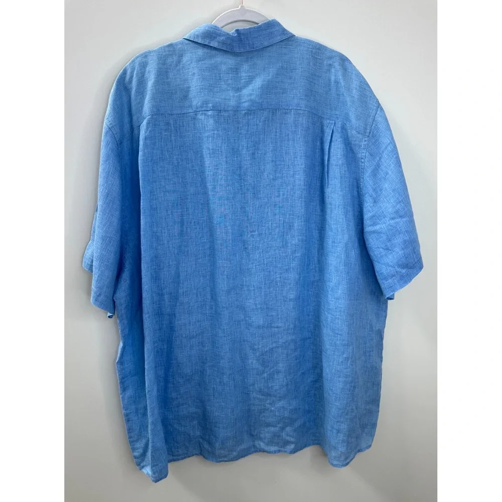 Nat Nast 100% Linen Shirt Men's XXL Blue Pleated American Fit Button Up Resort - Picture 7 of 8